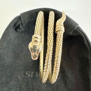 Gold plated sterling silver snake rigid bracelet